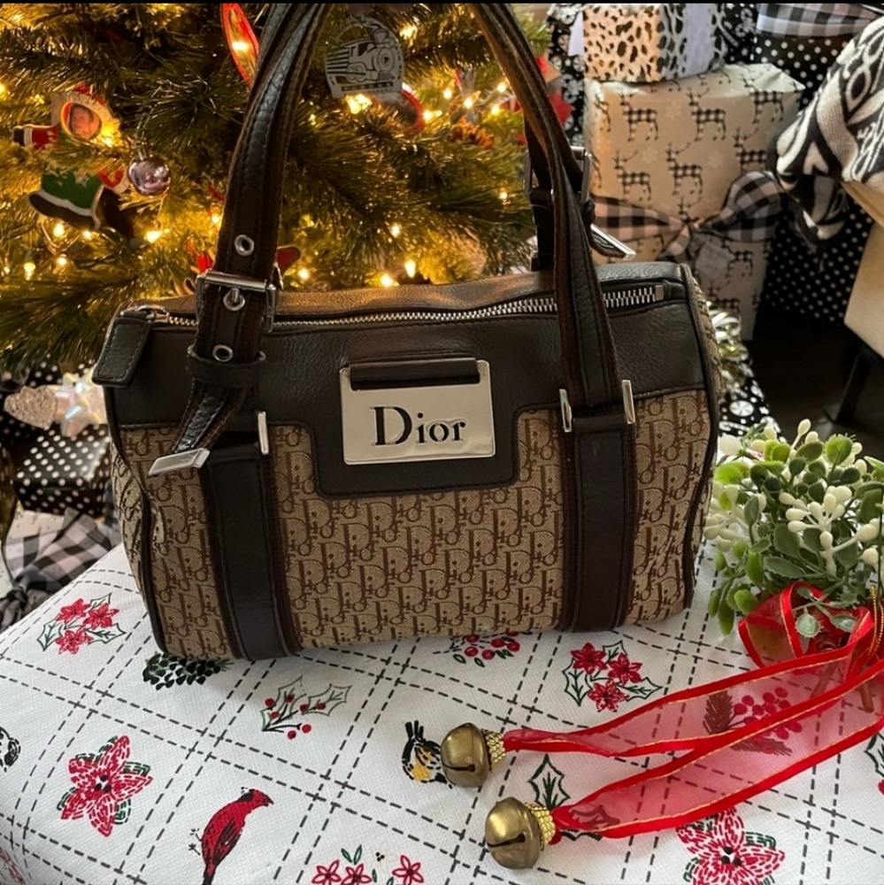 Dior Monogram Boston Bag Beige / Brown Vintage